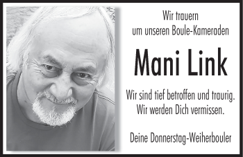 Traueranzeige von Mani Link von Der Bote