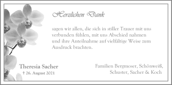Traueranzeige von Theresia Sacher von Der Bote