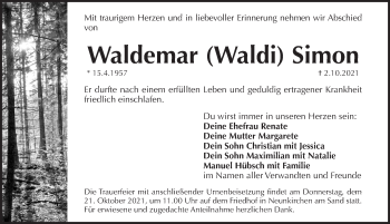 Traueranzeige von Waldemar Simon von Pegnitz-Zeitung
