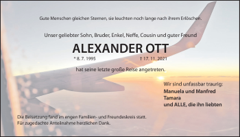 Traueranzeige von Alexander Ott von Der Bote