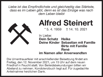 Traueranzeige von Alfred Steinert von Der Bote