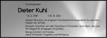 Traueranzeige von Dieter Kuhl von Der Bote