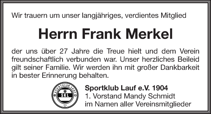  Traueranzeige für Frank Merkel vom 03.11.2021 aus Pegnitz-Zeitung