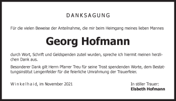 Traueranzeige von Georg Hofmann von Der Bote