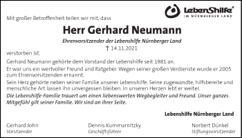 Traueranzeige von Gerhard Neumann von Der Bote