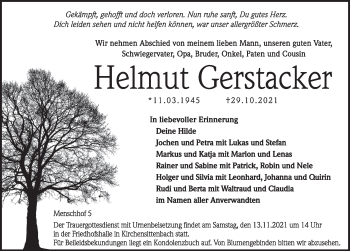 Traueranzeige von Helmut Gerstacker von Hersbrucker Zeitung