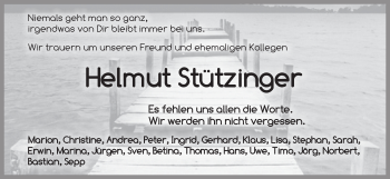 Traueranzeige von Helmut Stützinger von Pegnitz-Zeitung