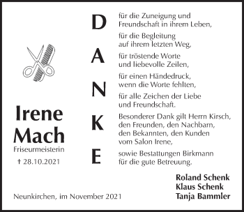 Traueranzeige von Irene Mach von Pegnitz-Zeitung