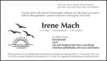 Traueranzeige von Irene Mach von Pegnitz-Zeitung
