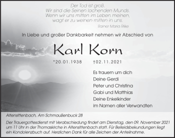 Traueranzeige von Karl Korn von Hersbrucker Zeitung
