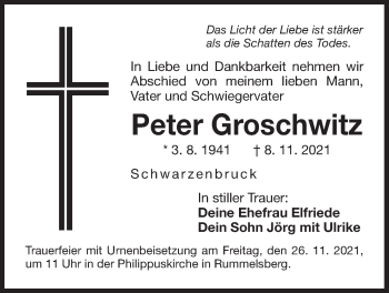 Traueranzeige von Peter Groschwitz von Der Bote