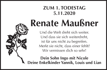 Traueranzeige von Renate Maußner von Pegnitz-Zeitung
