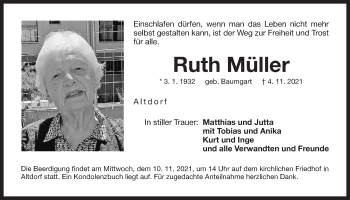 Traueranzeige von Ruth Müller von Der Bote