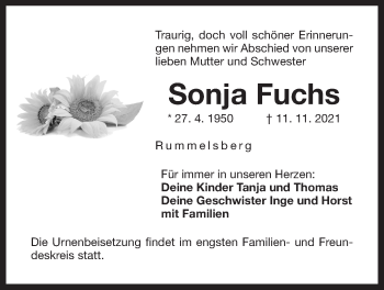Traueranzeige von Sonja Fuchs von Der Bote