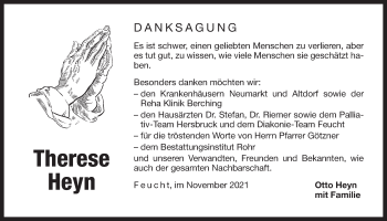 Traueranzeige von Therese Heyn von Der Bote