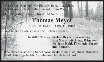 Traueranzeige von Thomas Meyer von Hersbrucker Zeitung