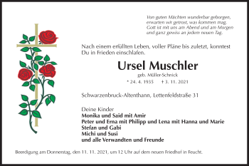Traueranzeige von Ursel Muschler von Der Bote