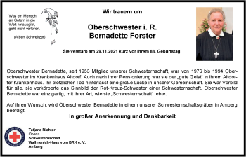 Traueranzeige von Bernadette Forster von Der Bote