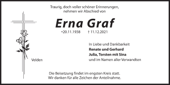 Traueranzeige von Erna Graf von Hersbrucker Zeitung