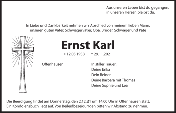 Traueranzeige von Ernst Karl von Hersbrucker Zeitung