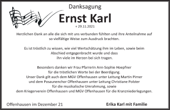 Traueranzeige von Ernst Karl von Hersbrucker Zeitung