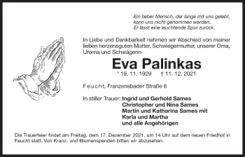 Traueranzeige von Eva Palinkas von Der Bote