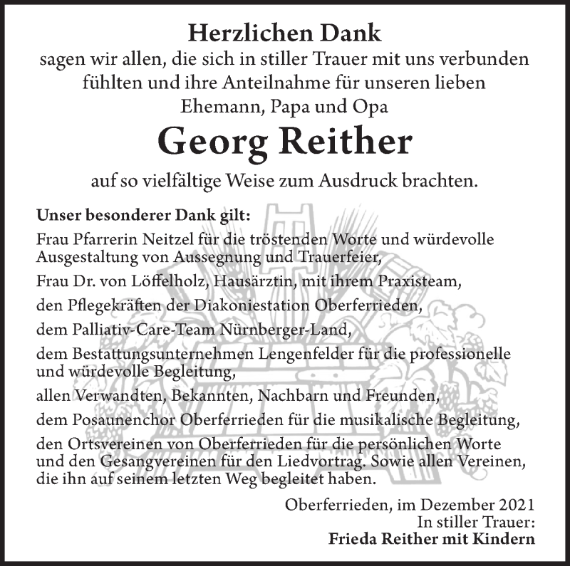  Traueranzeige für Georg Reither vom 11.12.2021 aus Der Bote