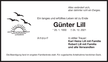 Traueranzeige von Günter Lill von Der Bote