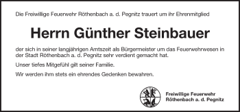 Traueranzeige von Günther Steinbauer von Pegnitz-Zeitung