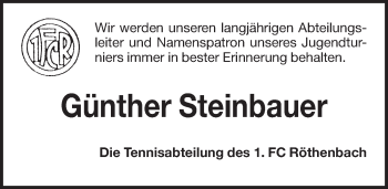 Traueranzeige von Günther Steinbauer von Pegnitz-Zeitung