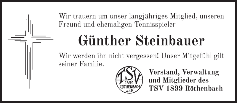  Traueranzeige für Günther Steinbauer vom 24.12.2021 aus Pegnitz-Zeitung