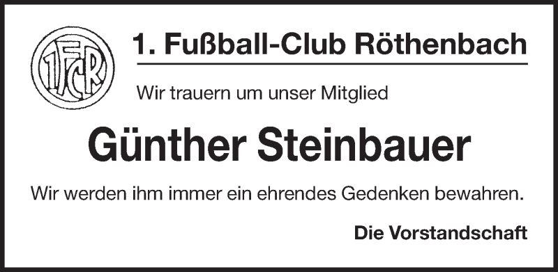  Traueranzeige für Günther Steinbauer vom 24.12.2021 aus Pegnitz-Zeitung