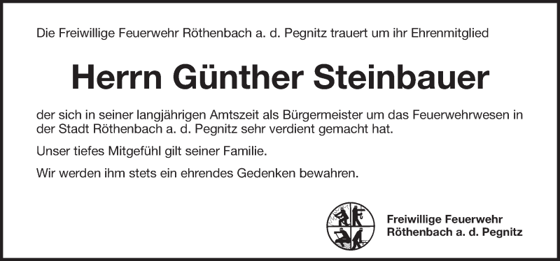  Traueranzeige für Günther Steinbauer vom 31.12.2021 aus Pegnitz-Zeitung