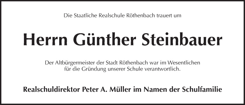  Traueranzeige für Günther Steinbauer vom 29.12.2021 aus Pegnitz-Zeitung