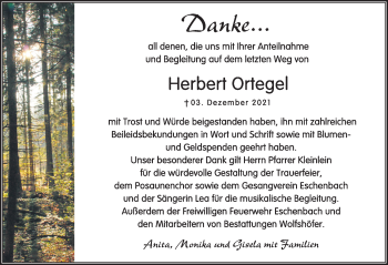 Traueranzeige von Herbert Ortegel von Hersbrucker Zeitung