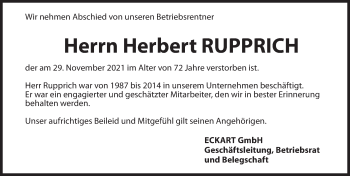 Traueranzeige von Herbert Rupprich von Hersbrucker Zeitung