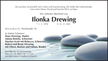 Traueranzeige von Ilonka Drewing von Der Bote