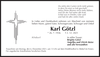 Traueranzeige von Karl Götzl von Der Bote