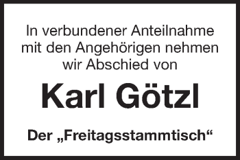 Traueranzeige von Karl Götzl von Der Bote