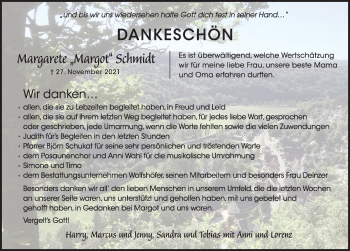 Traueranzeige von Margarete Schmidt von Hersbrucker Zeitung