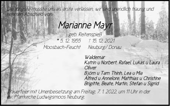 Traueranzeige von Marianne Mayr von Der Bote