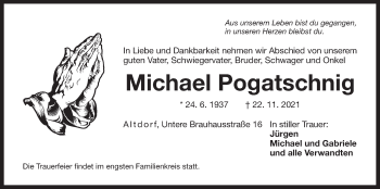 Traueranzeige von Michael Pogatschnig von Der Bote