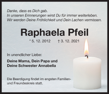 Traueranzeige von Raphaela Pfeil von Der Bote