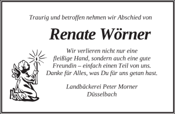 Traueranzeige von Renate Wörner von Hersbrucker Zeitung