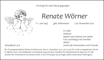 Traueranzeige von Renate Wörner von Hersbrucker Zeitung