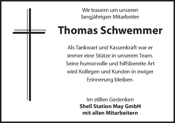 Traueranzeige von Thomas Schwemmer von Hersbrucker Zeitung