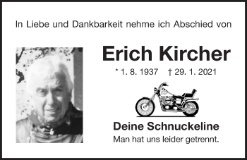 Traueranzeige von Erich Kircher von Der Bote
