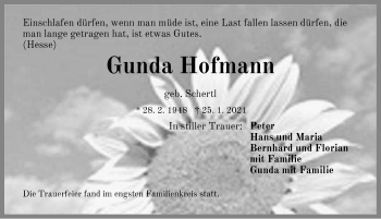 Traueranzeige von Gunda Hofmann von Hersbrucker Zeitung