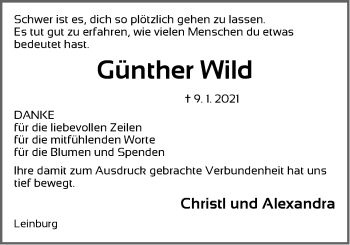 Traueranzeige von Günther Wild von Der Bote