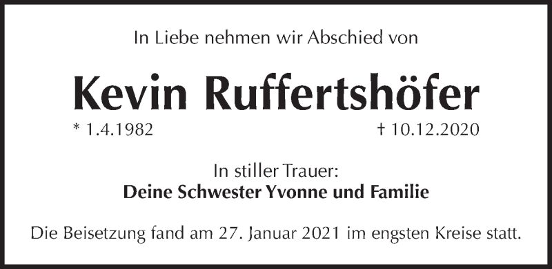  Traueranzeige für Kevin Ruffertshöfer vom 06.02.2021 aus Pegnitz-Zeitung